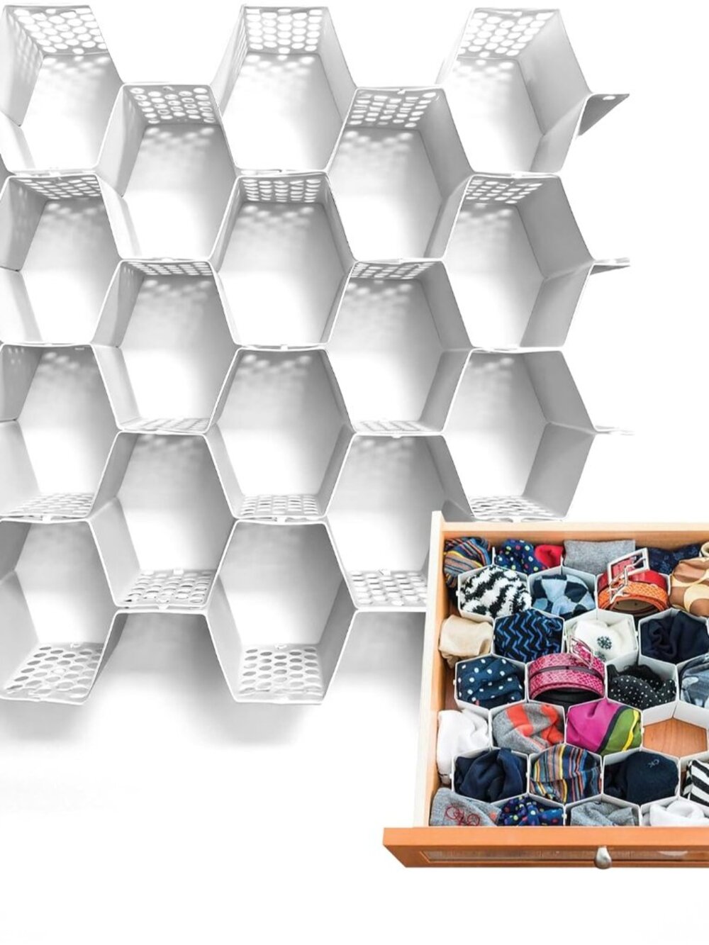 4-Pack Honeycomb Drawer Organizers, 112 Cells, Expandable Dividers